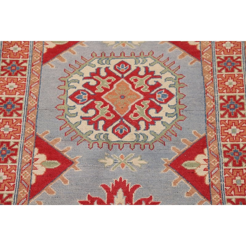 Blue Kazak Accent Rug Handmade Wool Carpet - 3'3"x 4'10"