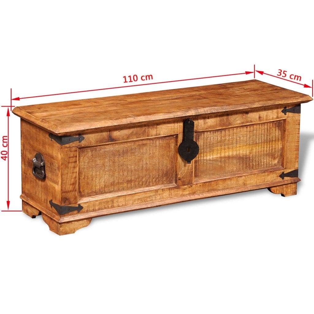 vidaXL Set of 2 Mango Wood Blanket Toy Storage Chests Boxes Trunks Home Decor