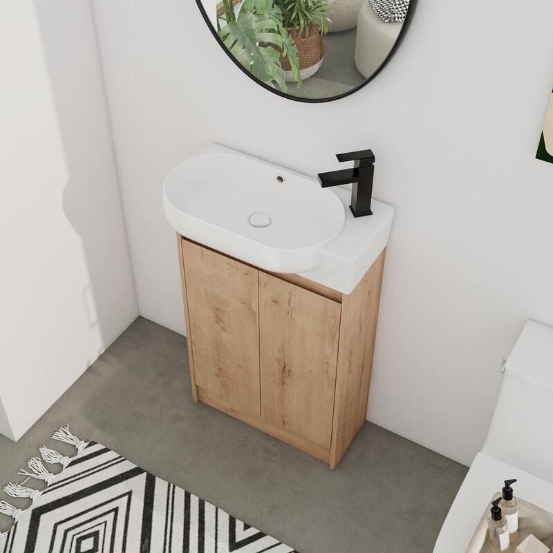 BNK 23'' Bathroom Vanity with Sink, Freestanding Bathroom Vanity with Soft Close Doors & Shelf ﻿
