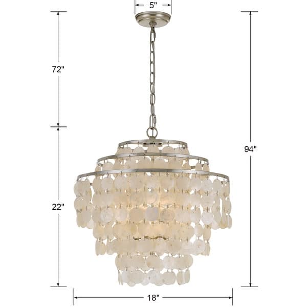 Brielle 4 Light Antique Silver Chandelier - 18'' W x 22'' H