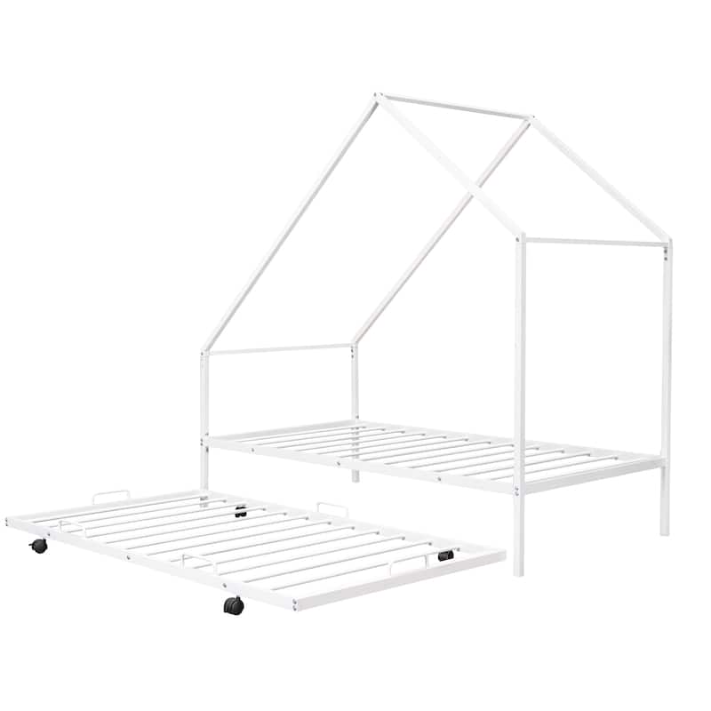 Metal House Bed with Trundle for Maximized Space Bed Bath & Beyond