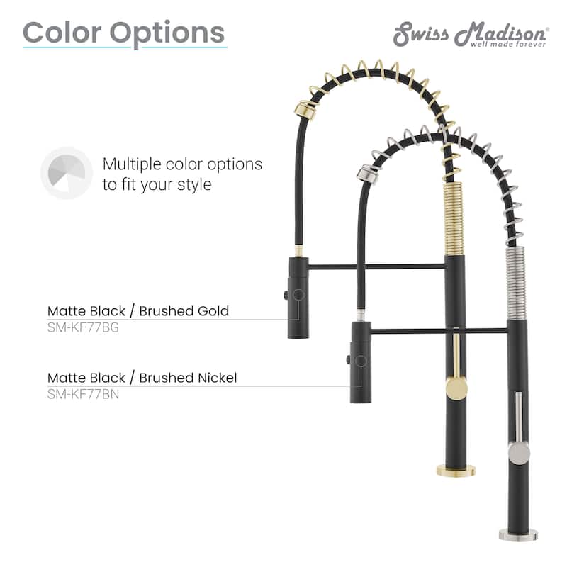 Chalet Single Handle, Pull-Down Kitchen Faucet in Brushed Nickel and Black