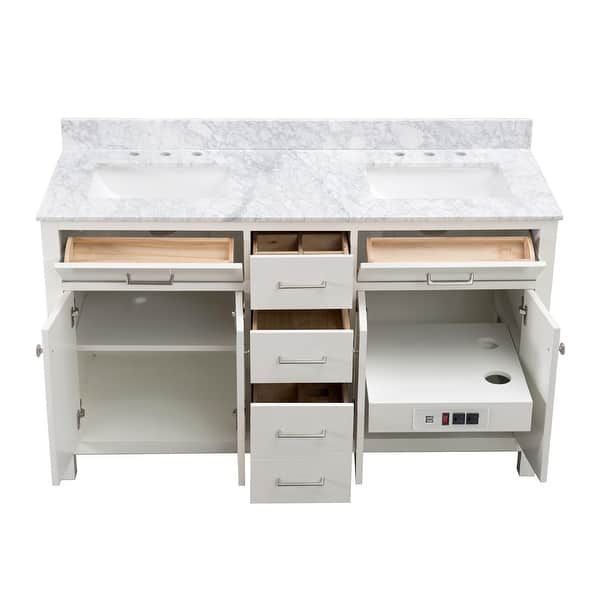 Shop Sunjoy White 60 In Shaker Style Double Sink Bathroom Vanity