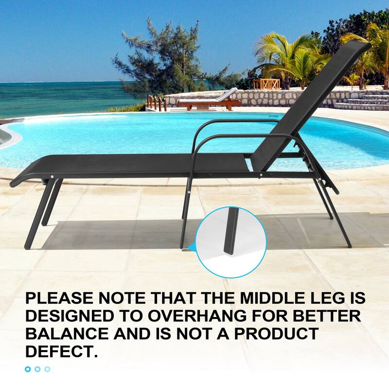 Crestlive Products Outdoor Patio Adjustable Chaise Lounge Chairs Set