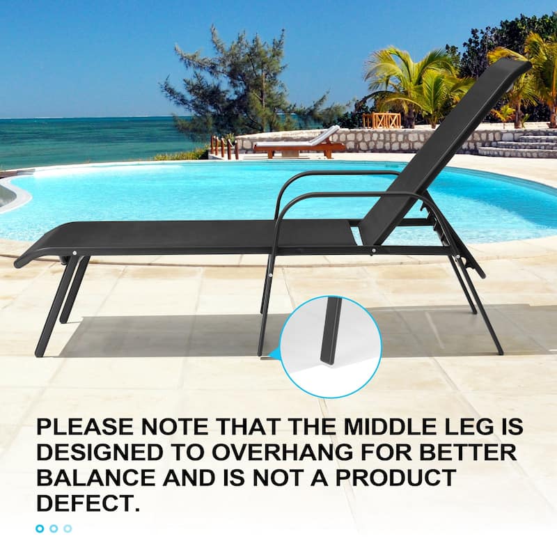 Outdoor Patio Lounger Adjustable Chaise Lounge Chairs with Arms (Set of 2/4)