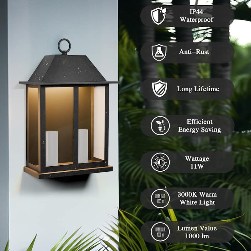 Black Modern Integrated LED Indoor/Outdoor Wall Lantern Sconce
