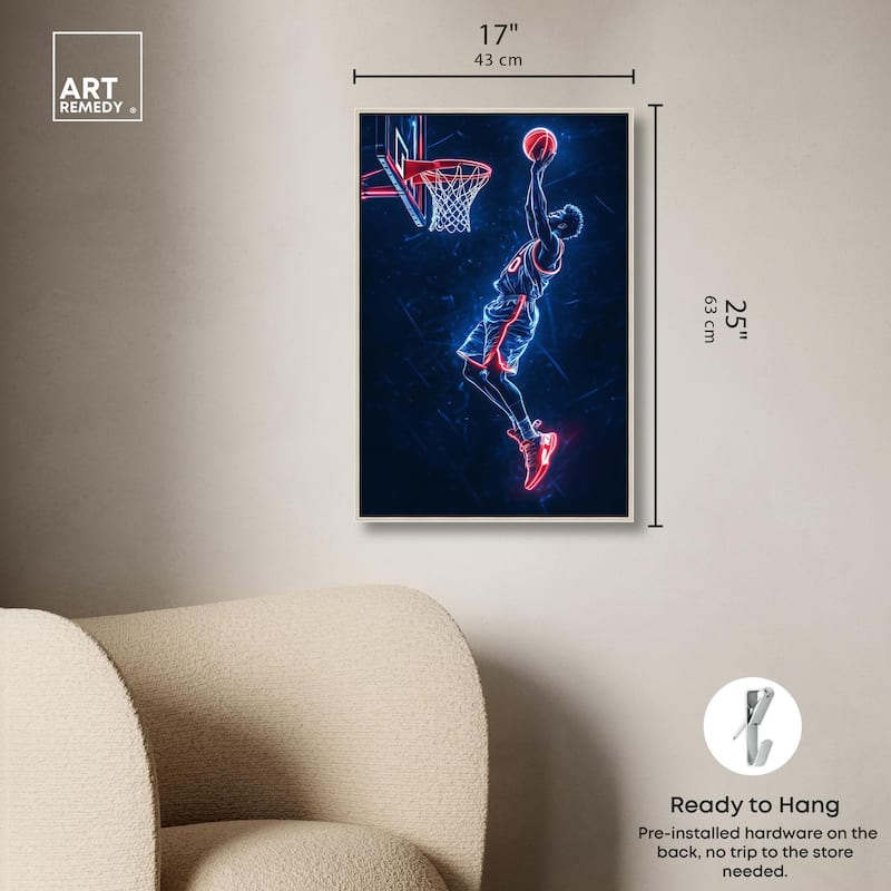 Shoot Some Hoops Neon Canvas by Art Remedy