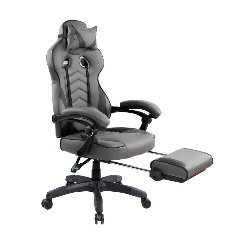 Gaming Racing Style Fully Reclining Executive Office Chair with Footrest