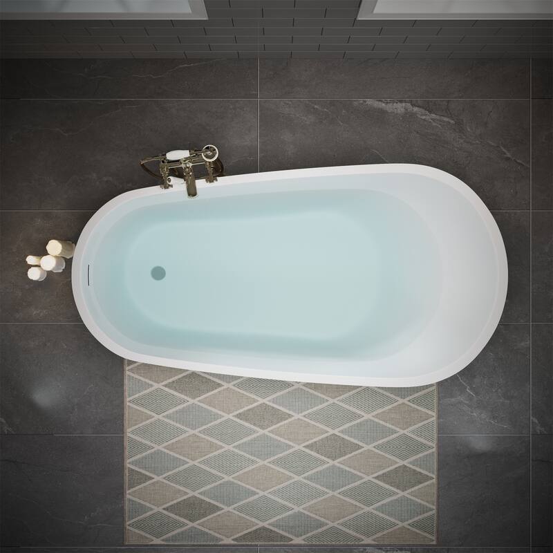 55" Glossy White Acrylic Freestanding Bathtub