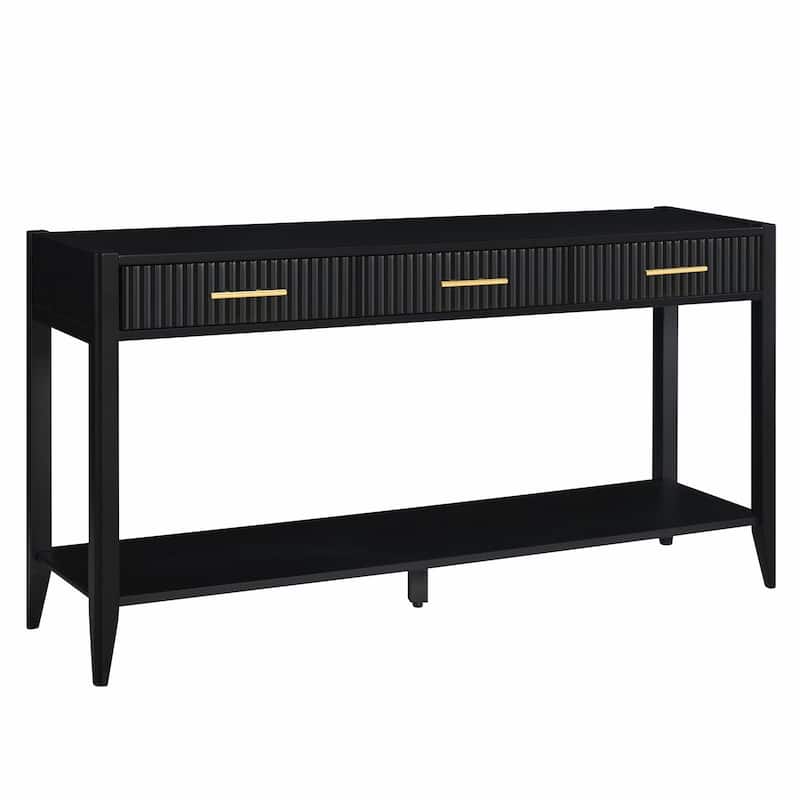High-Quality Entryway Console Table with Vertical Stripe Drawers