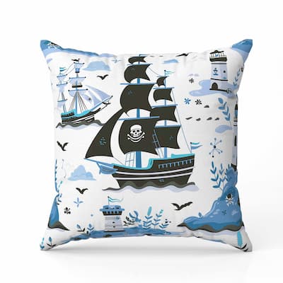 Treasure Island Indoor/Outdoor Reversible Throw Pillow Black and Blue