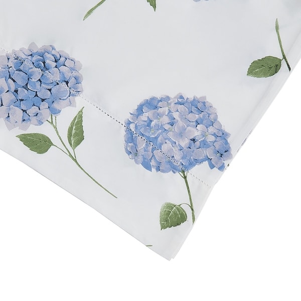 Printed Design Cotton Collection 400TC Hemstitch Blue Hydrangea Sheet