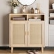 preview thumbnail 3 of 5, Ail Accent Rattan Sideboard Buffet Storage Cabinet With 2 Doors - 15.7"L x 31.4"W x 36.2"H