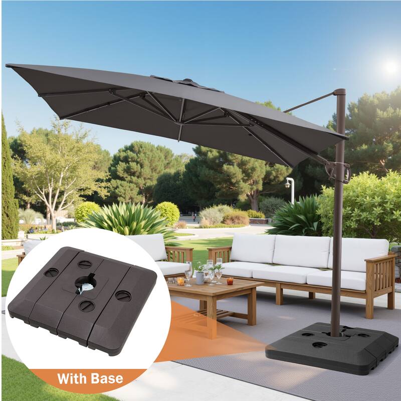 9 FT x 11 FT Outdoor Patio Cantilever-Offset Umbrella with Offset Base - DarkGrey