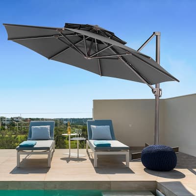 11.5-foot Outdoor Double Top Round Canopy Offset Cantilever Umbrella
