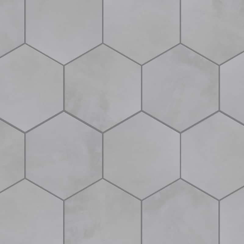Merola Tile Industrial Hex White 8-1/2" x 9-7/8" Porcelain Floor and Wall Tile