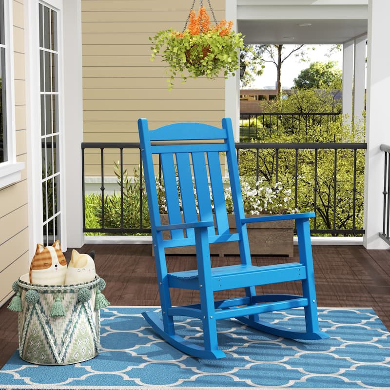 Laguna Hdpe All Weather Outdoor Patio Rocking Chair - Pacific Blue