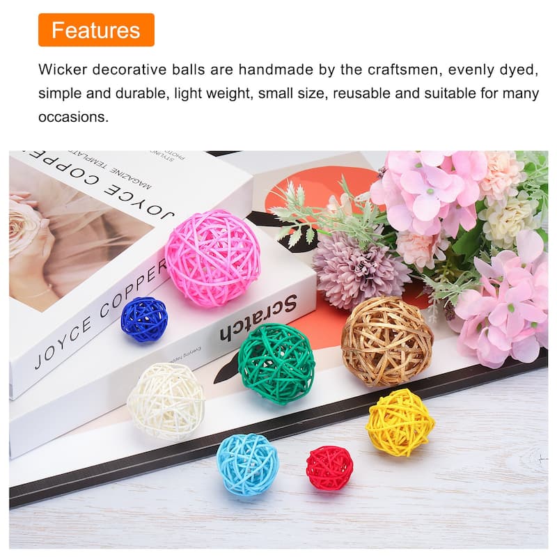 Set of 12 Pcs Wicker Rattan Balls 2 Inch Rattan Decorative Balls