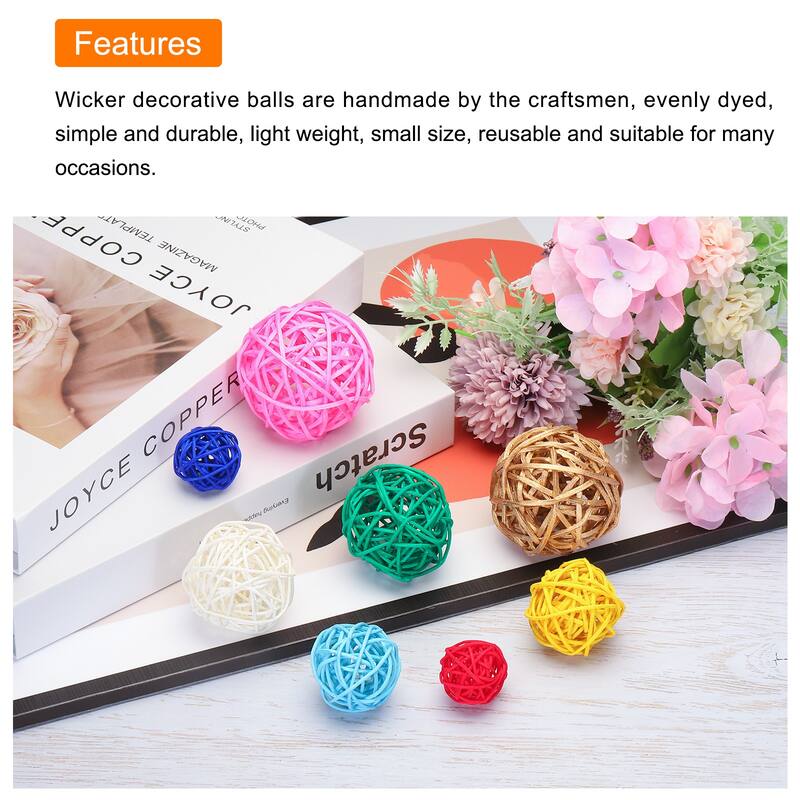 Set of 16 Pcs Wicker Rattan Balls 2 Inch Rattan Decorative Balls