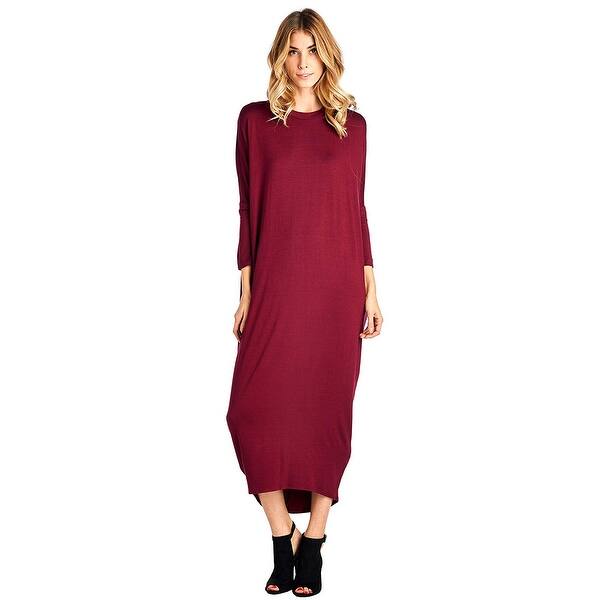 Shop 12 Ami Solid Long Sleeve Cover Up Maxi Dress Burgundy