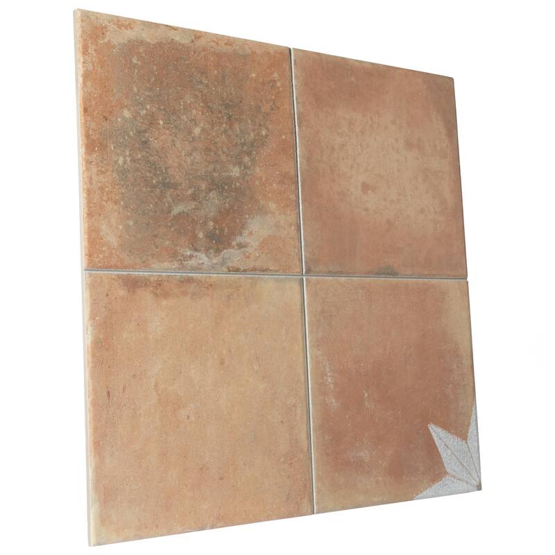 Merola Tile Kings Nonna with White Corner Star 17-7/8" x 17-7/8" Porcelain Floor and Wall Tile