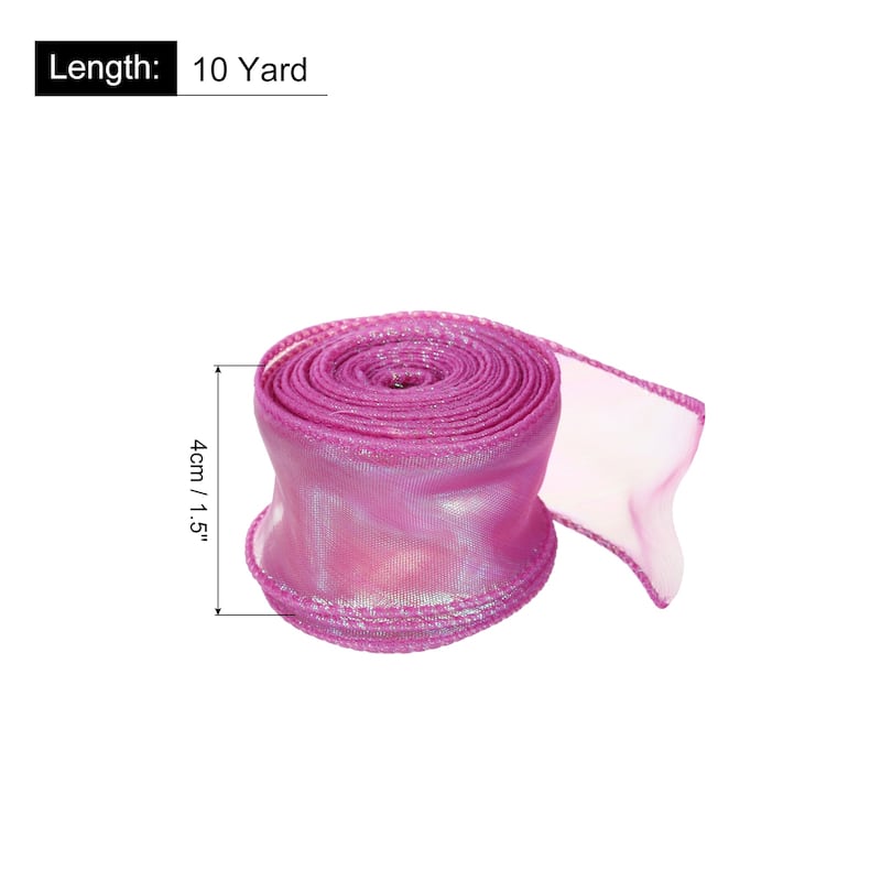 1.5 Inch 10 Yard Sheer Organza Ribbon Shimmer Chiffon Tulle Ribbons - Plum Purple - 1 1/2" x 10 Yard