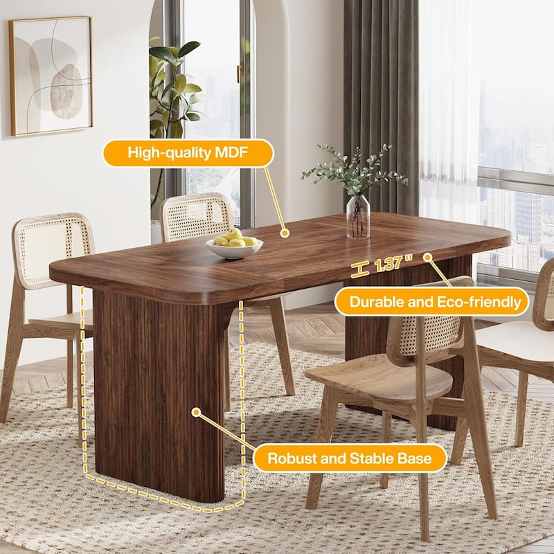 62-Inch Wood Dining Table for 4-6 People Modern Rectangular Kitchen Table for Dining Room Living Room