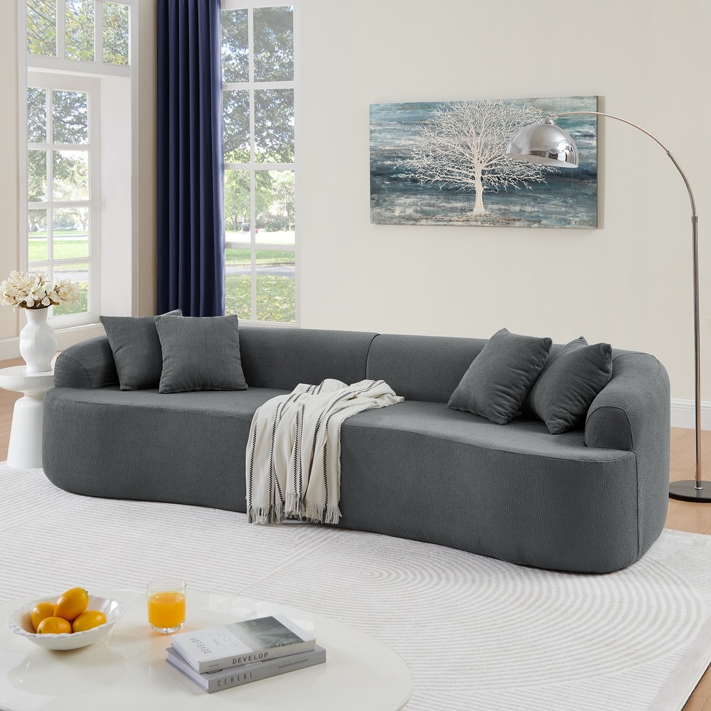 GDFStudio - Ami Curved Compressed Modular Sectional Sofa in Lamb's Wool Fabric