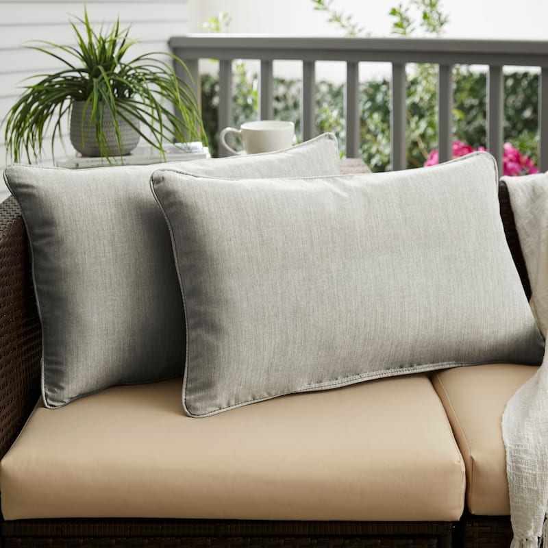 Sunbrella Canvas Granite Corded Indoor/Outdoor Pillows Set - 12 in x 18 in