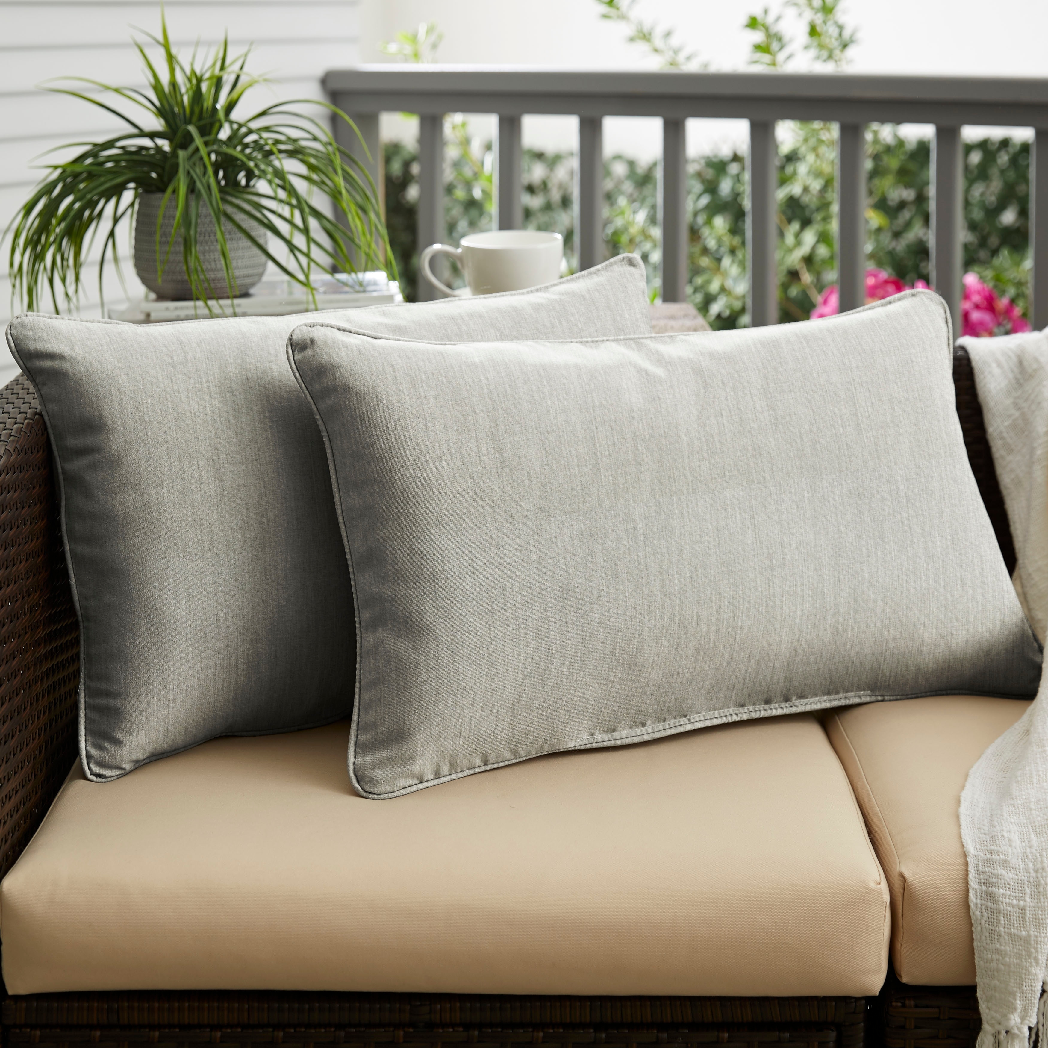Sunbrella Canvas Granite Corded Indoor/Outdoor Pillows Set