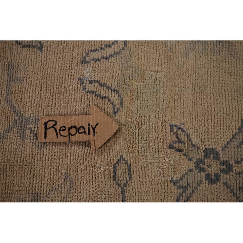 Pre-1900 Antique Vegetable Dye Oushak Turkish Large Wool Carpet - 12'5" x 19'1"