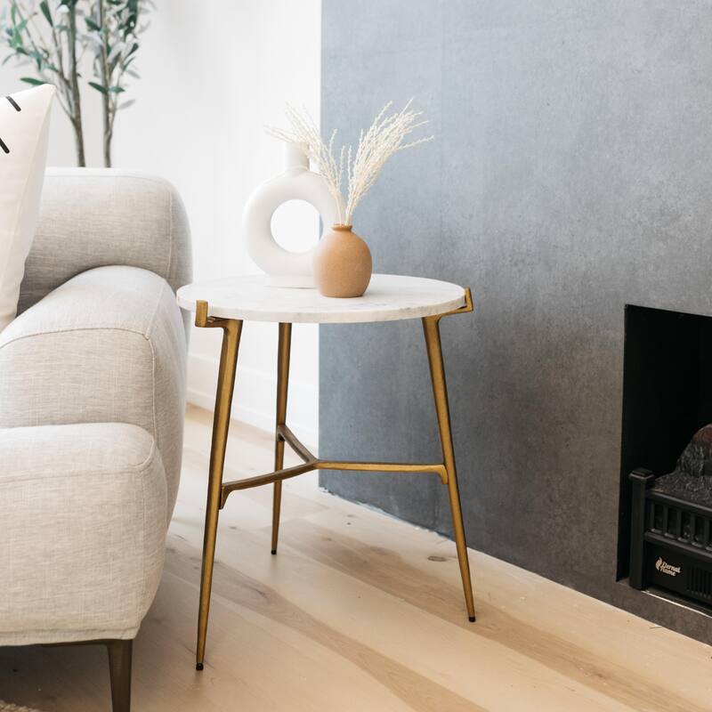 Chadton White/Gold Contemporary Glam Accent Table