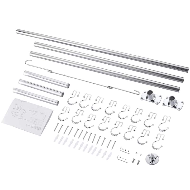 WOWOW Modern Stainless Steel L-Shaped Shower Curtain Rod