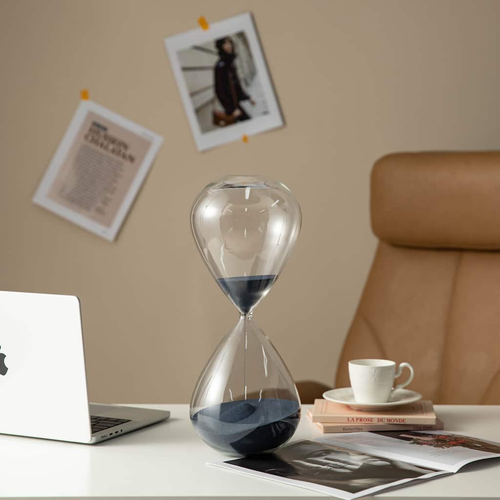 Glitzhome 15"H Oversized Hourglass With Blue Sand 90-Minute Sand Timers