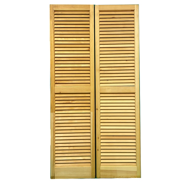 Shop SOLID WOOD LOUVERED SHUTTERS, 15&quot; W x 59&quot; H, 1 Pair