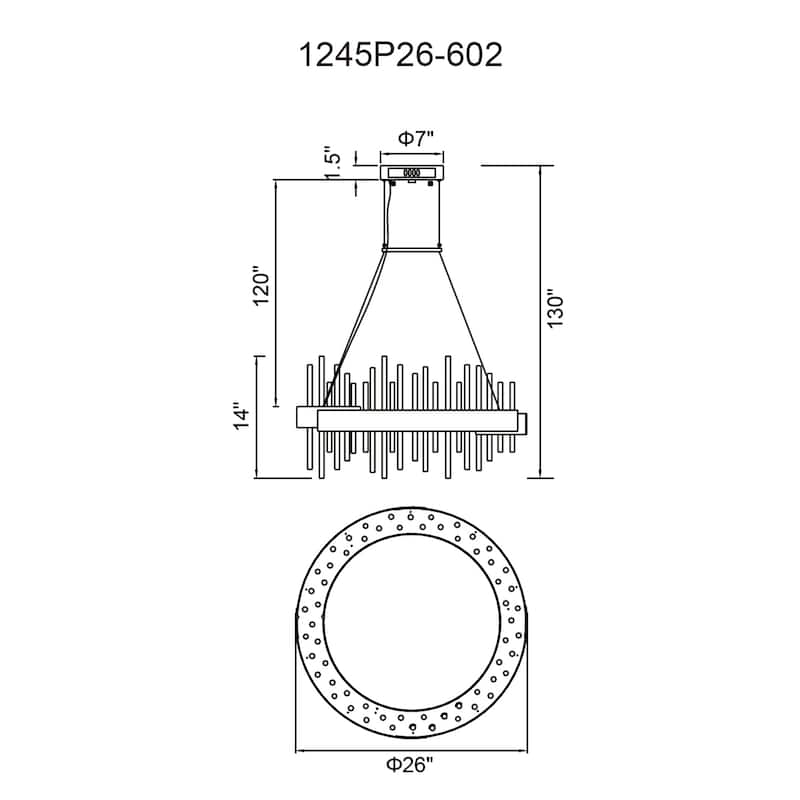 Millipede Integrated LED 26in Satin Gold Chandelier - Satin Gold