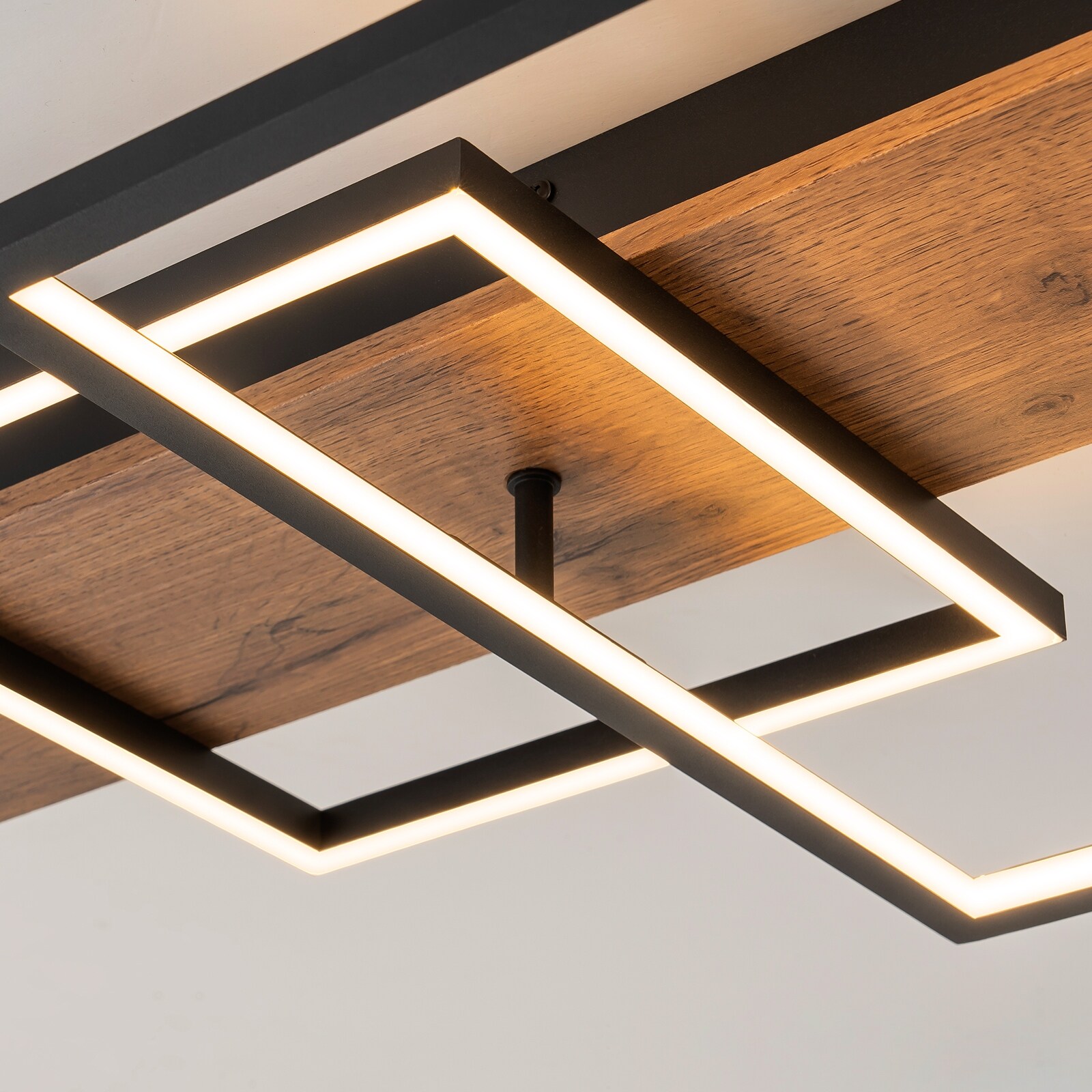 Farmhouse 3-Light Integrated LED Rectangle Wood Flush Mount