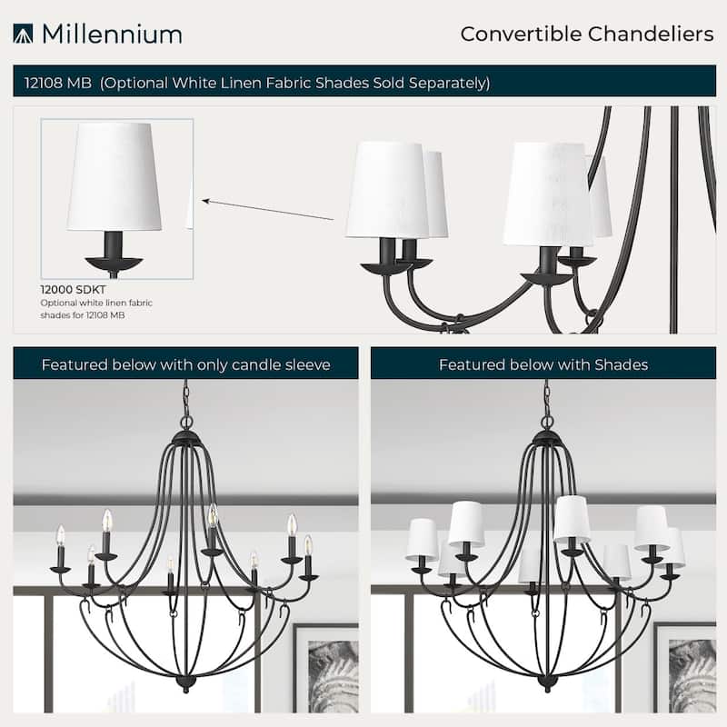 Millennium Lighting 12108 Eisley 8 Light 36" Wide Chandelier