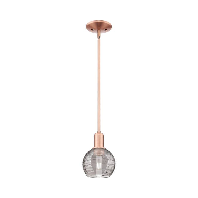 Innovations Lighting 716-1S-8-6 Athens Deco Swirl Pendant Athens Deco - Antique Copper / Light Smoke Deco Swirl