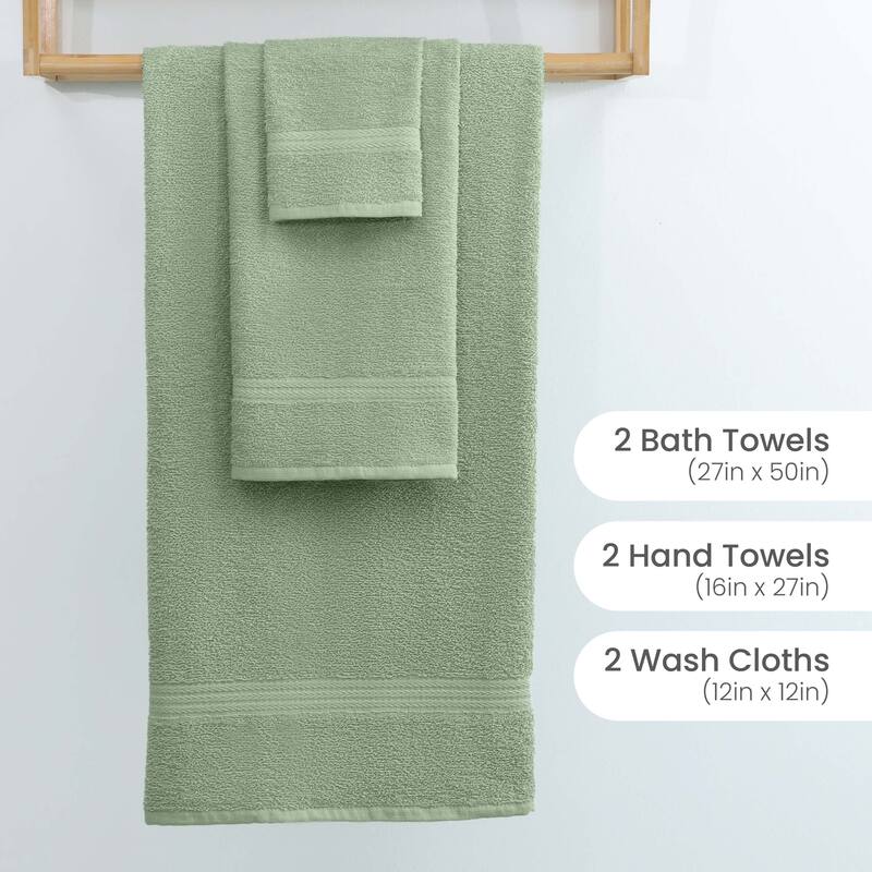 Superior Miami 100% Cotton 6-Piece Towel Set - Lightweight & Quick Drying