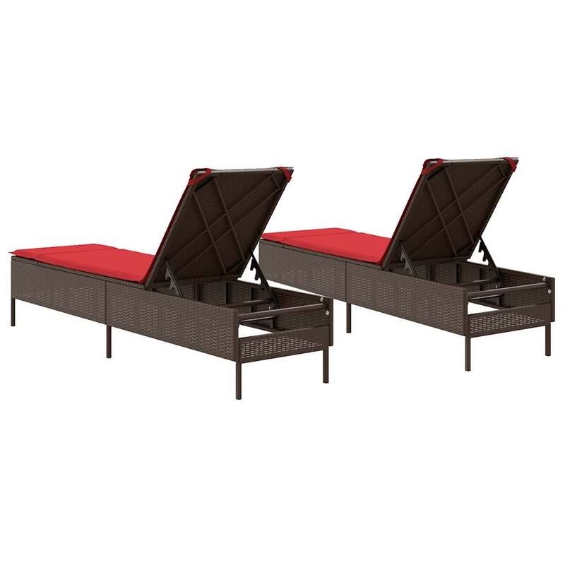 vidaXL Sun Loungers with Cushions Outdoor Chaise Lounge 2 Pcs Poly Rattan