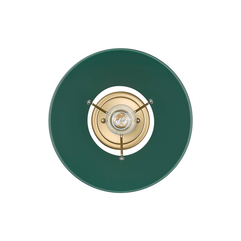 Yep by Golden Lighting Orwell 1-light Flush Mount in Brushed Champagne Brass and Pine Green shade