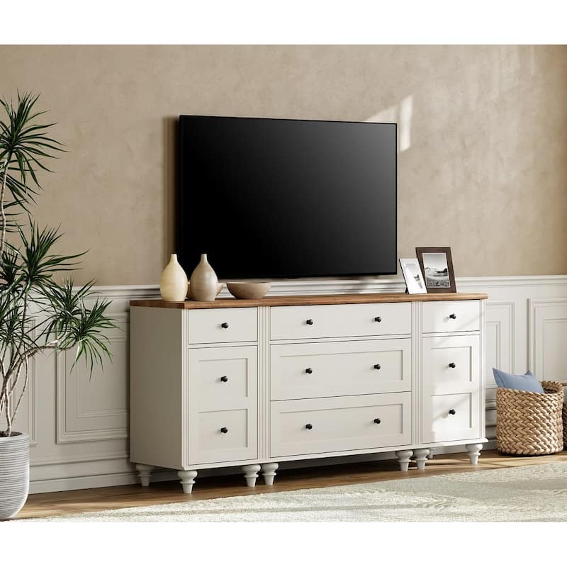 3-in-1 Dresser for Bedroom with 5 Drawers, Mid Century Storage Cabinet