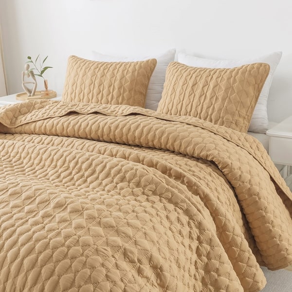 Lightweight Bedspread Coverlet - Pumpkin Yellow - California King - 3 Piece