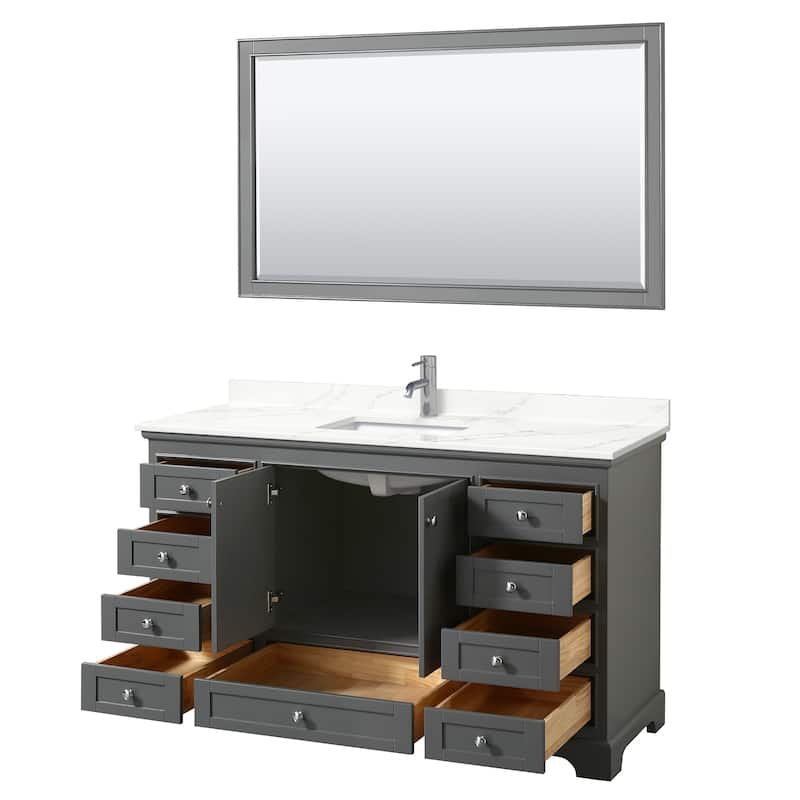 Deborah 60-inch Single Vanity, Quartz Top, 58-inch Mirror