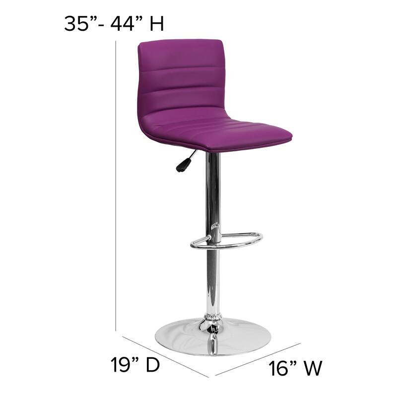 Modern Vinyl Stitch Back Adjustable Height Barstool - 16"W x 19"D x 35" - 44"H
