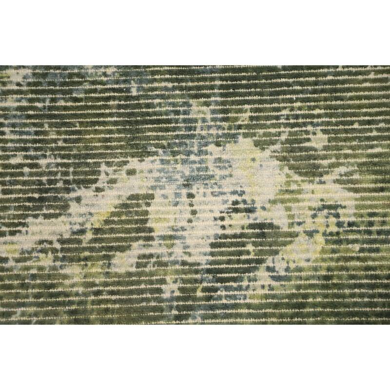 Hand Knotted Oriental Viscose Silk Carpet Modern Abstract Green Abstract Area Rug - 7' 7'' X 5' 4''