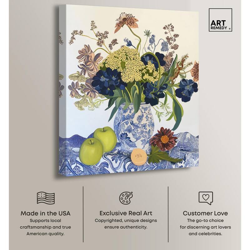 Flowers and Fruit Canvas by Art Remedy, Gallery Wrapped