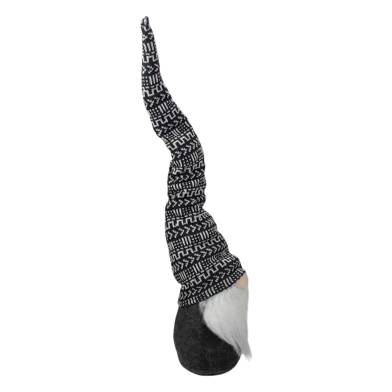 Geometric Pattern Gnome Christmas Decoration - 25" - Black and White