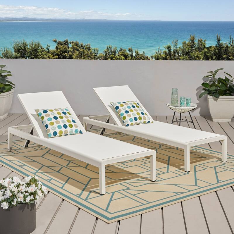 Roomfitters Adjustable Outdoor Chaise Lounge Chair, Modern Patio Recliner with Aluminum Frame